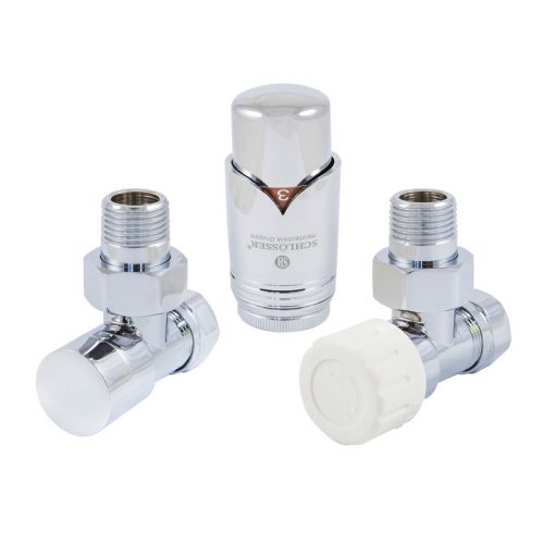 Thermostatic angle valve set, angle