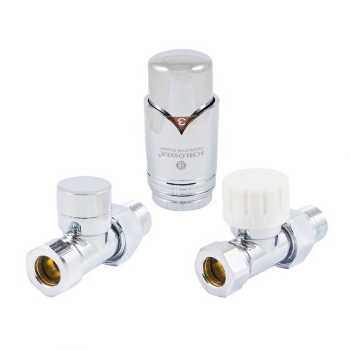 Thermostatic straight valve set, straight